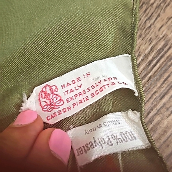 1960s polyester Green Dreams Made in Italy for Carson Pirie Scott fall leaves - Picture 2 of 7